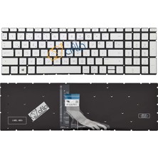 Afila Hp 15 DW4000NT (71V44EA) Uyumlu Notebook Klavyesi, Laptop Tuş Takımı (Silver, Gri Tr) - Işıklı