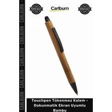Carlburn Özel Üretim Promosyon Logolu Lazer Baskı Touchpen Tükenmez Kalem Dokunmatik Ekran Uyumlu Bambu