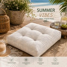 Yuvina 70X70 cm Yer Minderi – Kalın Dolgulu Kare Oturma Minderi, 4 Punto Dikişli, Iç ve Dış Mekan Kullanımı- Telasız, kırpıntı sünger
