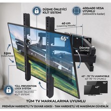 Nurer Teknoloji  55'' - 58" - 65'' - 140 - 165 Ekran Hareketli Tv Askı Aparatı Su Terazili