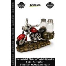 Carlburn Özel Üretim Retro Motosiklet Figürlü Tuzluk Biberlik Seti Polyester Dekoratif Mutfak Aksesuarı