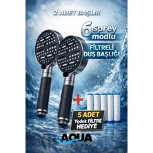 Aqua Sara 2 Adet 6 Fonksiyonlu Filtreli Duş Başlığı Antrasit Gri Renk (5 Adet Yedek Filtre) | Silikon Saplı, Su Arıtmalı, Klor ve Kireç Önleyici, Yüksek Basınçlı