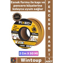Wintoup #bant Izolasyon Fitili Yalıtım Süngeri Yapışkanlı Şık Kahverengi Kapı Pencere Bandı 2 cm x 50 Metre