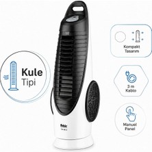 Fakir Kule Tipi Vantilatör Beyaz 90 W, Uzaktan Kumandalı, 3 Hız, 8 Saat Zamanlayıcı, Oda Sıcaklık Göstergeli