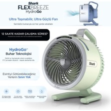 Shark Taşınabilir Buharlı Mini Fan Yeşil, Şarjlı Kablosuz, 5 Hızlı, 150 ml Hazneli Sessiz Kompakt Vantilatör