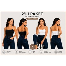 İngegno Body Ip Askılı Straplez Örme Ring Kumaş Viskon Badi 2 Li Paket Siyah/beyaz Renk