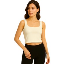 İngegno Body Kadın %95 Viskon Ring Örme Kumaş Kare Yaka Askılı Body