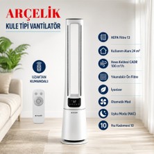 Arçelik Kule Tipi Hava Temizleme Vantilatörü Beyaz 36 W, Hepa Filtreli, Uzaktan Kumandalı, 10 Hızlı Sessiz Fan