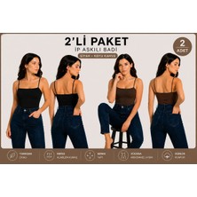 İngegno Body Ip Askılı Standart Boy Viskon Ring Örme Kumaş Kadın Body 2 Li Paket