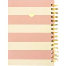 Bella Vista Sert Spiralli Günlük Defter, Altın Kalp Tasarım, 160 Sayfa