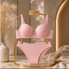 Elanoraforyou Elanora For You Kadın Siyah, Kırmızı, Pembe, Beyaz Fitilli Destekli Sütyen Külot Takımı Günlük Rahat Tarz ve Şık Iç Giyim