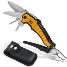 Bella Vista Erpillar Çok Fonksiyonlu Alet 9'u 1 Arada, X-Large, Uzun Burun Pense, Tel Kesici, Bıçak, Şişe Açacağı, Tornavida, Testere Bıçağı, Keseli - Sarı 980045