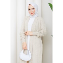 Pamuk Butik Kadın Kolu Taşlı Cepli Triko Hırka -PMK562