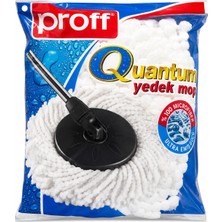 Proff Quantum Yedek Mop Başlığı %100 Mikrofiber Döner Mop Yedek Bezi Ultra Emici Temizlik Mopu Yedek Paspas Başlığı Beyaz