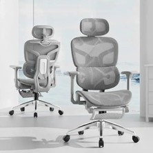 Bella Vista Fileli Ofis Sandalyesi, Ayak Uzatmalı Gri Renk