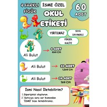 Birikiyedi Okul Etiketi Kalem Defter Etiketi Özel Isim Yazılabilen Etiket 60 Adet Dinazor Teması