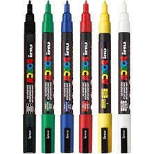 Bella Vista Uni Posca Markör Kalem 3m 6'lı Ana Renkler Set 0.9-1.3 mm Keçe Uçlu