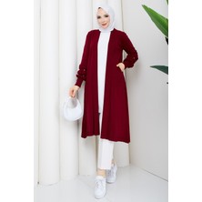Pamuk Butik Kadın Kolu Taşlı Cepli Triko Hırka -PMK562