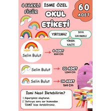Birikiyedi Okul Etiketi Kalem Defter Etiketi Özel Isim Yazılabilen Etiket 60 Adet Gökkuşağı Tema