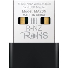 Mercusys MA20N, AC650 Mbps Kablosuz Dual-Band Nano USB Adaptör