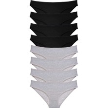 8 Adet Süper Eko Set Likralı Kadın Slip Külot Siyah Gri