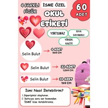 Birikiyedi Okul Etiketi Kalem Defter Etiketi Özel Isim Yazılabilen Etiket 60 Adet Kalp Teması