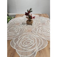 Yalıns Home Lüx Masa Örtüsü Dantel Dekoretif Gold Simli 95X95 cm