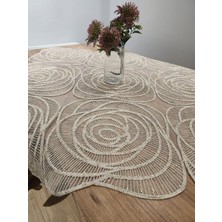 Yalıns Home Lüx Masa Örtüsü Dantel Dekoretif Gold Simli 95X95 cm
