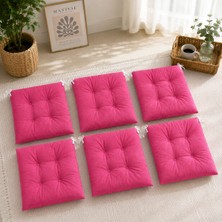 Yuvina 6'lı Sandalye Minderi 40X40 cm – Yumuşak Dolgulu, Yıkanabilir, Bağcıklı, Mutfak, Balkon, Bahçe ve Yemek Odası Için
