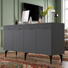 Yumedi Design KA1540A - Emina Konsol, Tv Sehpası, Çok Amaçlı Dolap ve Kahve Köşesi 150CM Antrasit