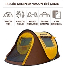 Kamptek Kamp Teknolojisi Kamptek Pratik Pop-Up Vagon Tipi Kamp Çadırı - Otomatik Kurulum, Sineklikli ve Taşıma Çantalı
