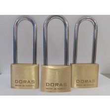 Doras Ersa 3'lü Set Uzun Kanca Pas Pirinç Asma Kilit 40 mm