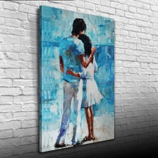İşsevenler Sarılmış Sevgililer Yağlıboya Kanvas Tablo 50 x 70