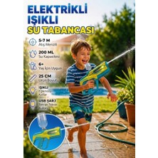 Keep It Up Işıklı Su Tabancası Şarjlı Otomatik Atış Yapan 5-7 Metre Menzilli 200 Ml. Depolu 25 Cm. Uzunlukta Mavi