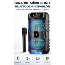 Azurtech Karaoke Mikrofonlu Bluetooth Hoparlör Rgb LED Güçlü Ses Performansı Bass Speaker