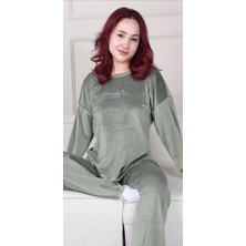 Nivene KADİFE PİJAMA TAKIMI YEŞİL