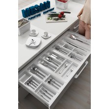 Mutfak Çekmece Içi Kaşıklık 104CM x 48CM Yanlar ve Boydan 4cm Kesilebilir, Beyaz