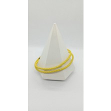 Sarı Renk Deri Örgülü Bileklik (40 Cm)