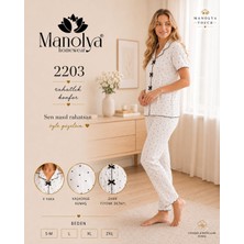 Aura Touch Gömlek Yaka Kaşkorse Kısa Kollu Kalp Desenli Pijama Takımı