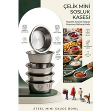 Transformacion Mini Sosluk Kasesi 5'lı Set 60 Ml, Kafe Restoran Tipi Sos Reçel Mayonez Ketçap Baharat Kabı, Konik Dip Sos Kasesi 304 Paslanmaz Çelik Metal Sunum Tabaklar 723331