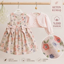 Little Life %100 Pamuk Keten Kız Çocuk Fiyonklu Bolerolu Elbise