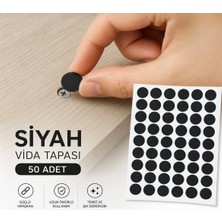 Karapolat Yapı Yapışkanlı Yapıştırma Vida Tapası Tıpası Siyah Vida Kapatıcı 1 Yaprak 50 Adet