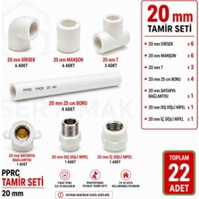 Fırat 20 mm Pprc Tamir Seti 22 Parça – Dirsek, Manşon, T Parça, Boru, Iç/dış Dişli Nipel, Batarya Bağlantısı – Tesisat Onarım Seti