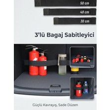 Ankaflex 3 Adet Araç Bagaj Içi 30-40-50CM Ebatlarında Cırtlı Elastik Sıkıştırma Kayışı Eşya Sabitleme Lastiği Kemeri