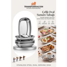 Transformacion 4lü Oval Sunum Tabağı Çerezlik Mezelik Lokumluk Sosluk, Kayık Tasarım Paslanmaz Çelik Kahve Yanı Ikramlık Kase, Aynalı Parlak Metal Sofra Düzenleyici 723330