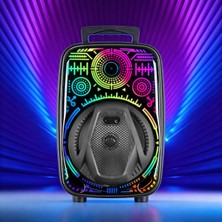 Azurtech Mikrofonlu Bluetooth Hoparlör 8 Inç Rgb Işıklı Taşınabilir Ses Sistemi