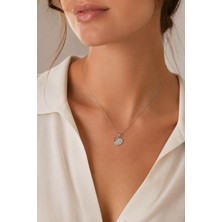 Balenbi Jewelry Kadın Taşlı Kalp Figürlü Gümüş Renk Kararmaz Çelik Kolye 1157