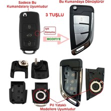 Kasey Vw Golf Polo Jetta Bora Passat Transporter 3 Tuşlu Dönüşüm Çevirici Anahtar Kumanda Kabı Oto Anahtar
