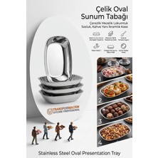 Transformacion 4lü Oval Sunum Tabağı Çerezlik Mezelik Lokumluk Sosluk, Kayık Tasarım Paslanmaz Çelik Kahve Yanı Ikramlık Kase, Aynalı Parlak Metal Sofra Düzenleyici 723329