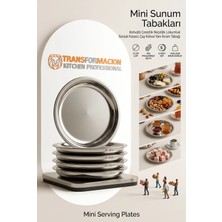 Transformacion Çelik Mini Sunum Tabağı 5'li Set 11 cm - Metal Kahvaltı Çerezlik Reçellik Lokumluk Sosluk Kasesi, Çay Kahve Yanı Ikram Tabağı ve Bardak Altlığı 723332